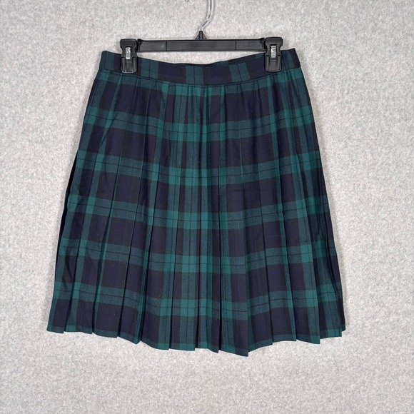 Evan Picone Dresses & Skirts - Vintage Evan Picone Tartan Pleated Skirt 28 Navy Green Wool School Girl Preppy